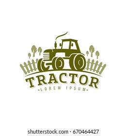 Tractor logo, icon. emblem on white background