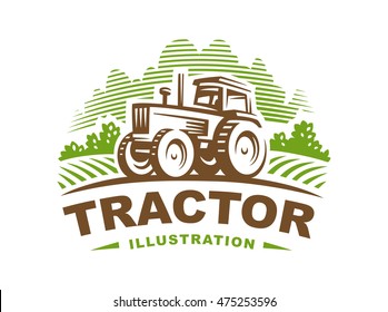 Tractor logo illustration, emblem design