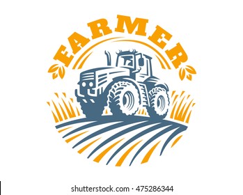 Tractor logo illustration, emblem design