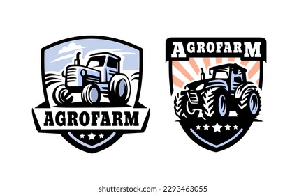 Tractor logo illustration. Emblem sign design.