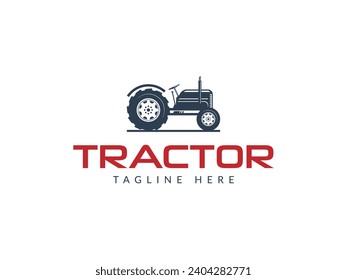 Traktorlogo, Vektorsymbol-Illustration, Logo-Vorlage. handgefertigt