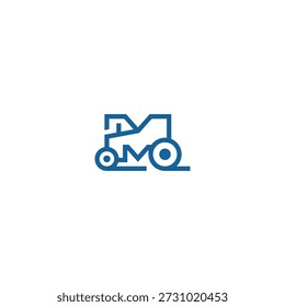 Carta Trator M, logotipo criativo.