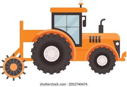 Tractor Mounted Rotary Tillers Concept Vector Icon Design, Agricultural machinery Symbol, Industrial agriculture Vehicles Sign, Farming equipment Stock illustration