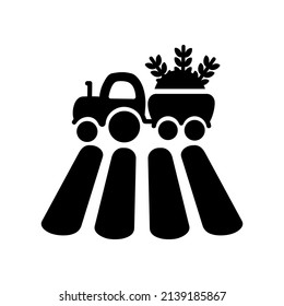 Tractor on field flat glyph icon. Agriculture sign. Graph symbol for your web site design, logo, app, UI. Vector illustration, EPS10.