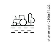 Tractor on field icon. Simple tractor on field icon for social media, app, and web design. Vector illustration.