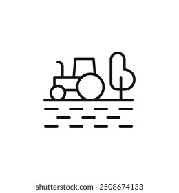 Tractor on field icon. Simple tractor on field icon for social media, app, and web design. Vector illustration.