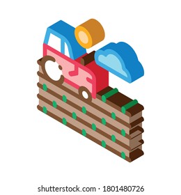 tractor on field icon vector. isometric tractor on field sign. color isolated symbol illustration
