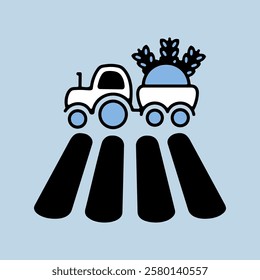 Tractor on field isolated icon. Agriculture sign. Graph symbol for your web site design, logo, app, UI. Vector illustration, EPS10.