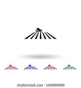 tractor on the field multi color icon. Elements of farm set. Simple icon for websites, web design, mobile app, info graphics