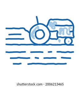 Tractor On Field sketch icon vector. Hand drawn blue doodle line art Tractor On Field isometric sign. isolated symbol illustration