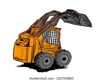tractor on the white