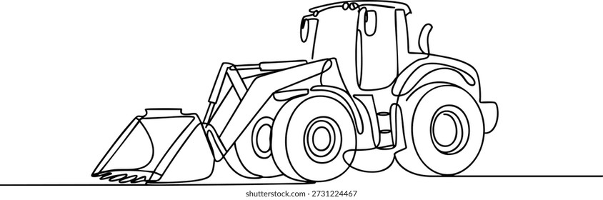 Tractor Una línea de arte Vector de la ilustración de la agricultura mínima