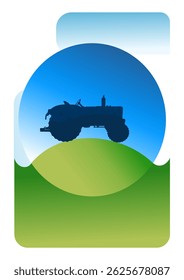 Tractor, agricultura ecológica – cartel, Ilustración vectorial