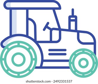 Tractor outline color vector illustration