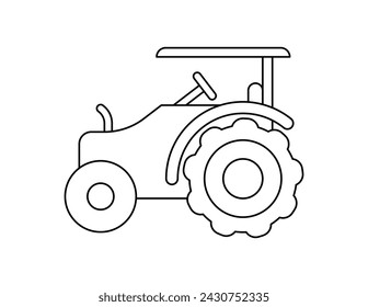 tractor outline for coloring book template, tractor illustration for kid worksheet printable