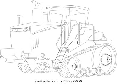 Dibujo del contorno del tractor tractor de orugas pesadas grandes