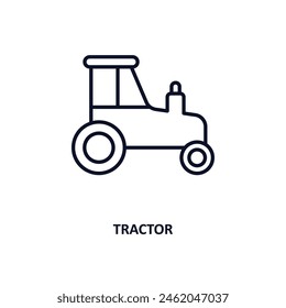 icono de contorno del tractor. Ícono de línea delgada de la agricultura y la colección de jardinería. Vector editable aislado sobre fondo blanco