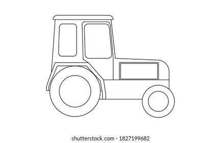 Tractor outline isolated on white background. Coloring page. Vector illustration.