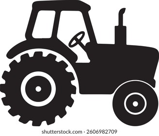 Tractor Outline Silhouette Vector Drawing