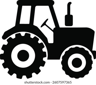 Tractor Outline Silhouette Vector Drawing
