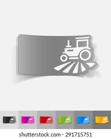 tractor paper sticker with shadow. Vector illustration