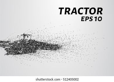 Tractor of the particles. The tractor breaks down into small circles and dots.