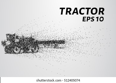 Tractor of the particles. The tractor breaks down into small circles and dots.