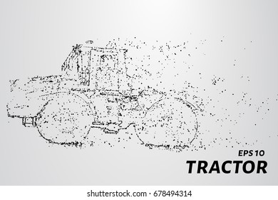 Tractor of the particles. The tractor consists of circles and points. Vector illustration.