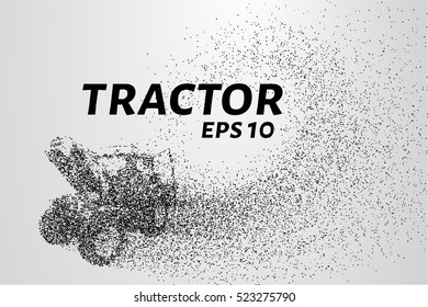 Tractor of the particles. The tractor consists of dots and circles. vector illustration.