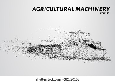 Tractor of the particles. The tractor consists of dots and circles. vector illustration.