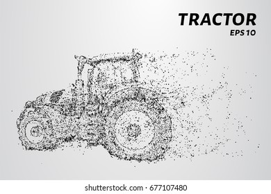 Tractor particles. The tractor consists of small circles and dots. Vector illustration
