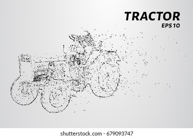 Tractor particles. The tractor consists of small circles and dots. Vector illustration.