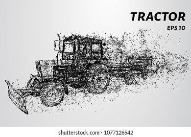Tractor of particles. Tractor trailer consists of points and circles.