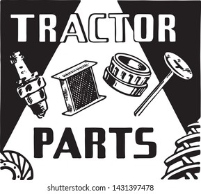 Tractor Parts - Retro Ad Art Banner for Automotive