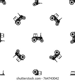 Tractor pattern repeat seamless in black color for any design. Vector geometric illustration