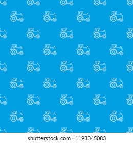 Tractor pattern vector seamless blue repeat for any use