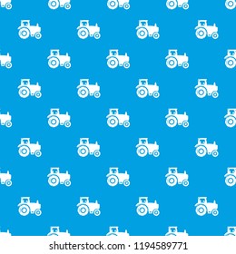 Tractor pattern vector seamless blue repeat for any use