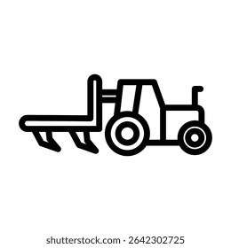Tractor Plow Outline bold Vector Icon which can be easily modified or Edited 