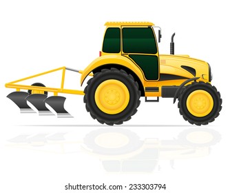 tractor with plow vector illustration isolated on white background