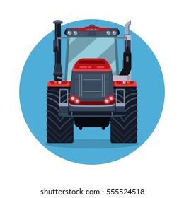 Tractor. Plowing by tractor in autumn. Agriculture agriculture. Elements for infographics, web sites.