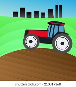 Tractor plowing the field