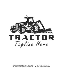 Traktor Pflügen Paddy Feld Logo Design