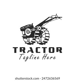 tractor plowing paddy field logo design