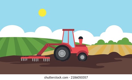 Tractor Plows In The Field