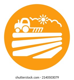 The tractor plows the field before sowing flat glyph icon. Spring or autumn field work. Agriculture sign. Graph symbol for your web site design, logo, app, UI. Vector illustration, EPS10.