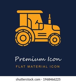 Tractor premium material ui ux isolated vector icon in navy blue and orange colors