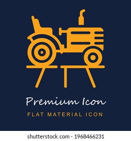 Tractor premium material ui ux isolated vector icon in navy blue and orange colors