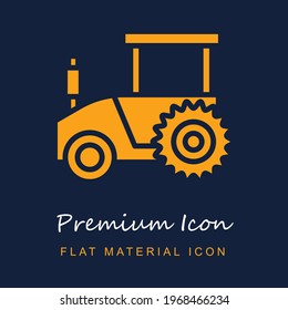 Tractor premium material ui ux isolated vector icon in navy blue and orange colors