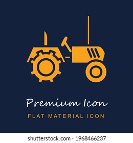 Tractor premium material ui ux isolated vector icon in navy blue and orange colors