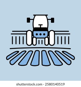 Tractor processes the earth a rural landscape vector icon. Agriculture sign. Graph symbol for your web site design, logo, app, UI. Vector illustration, EPS10.